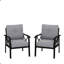 Ensemble de 2 fauteuils en métal toutes saisons, structure noire avec coussins gris-1039302790-1039302791