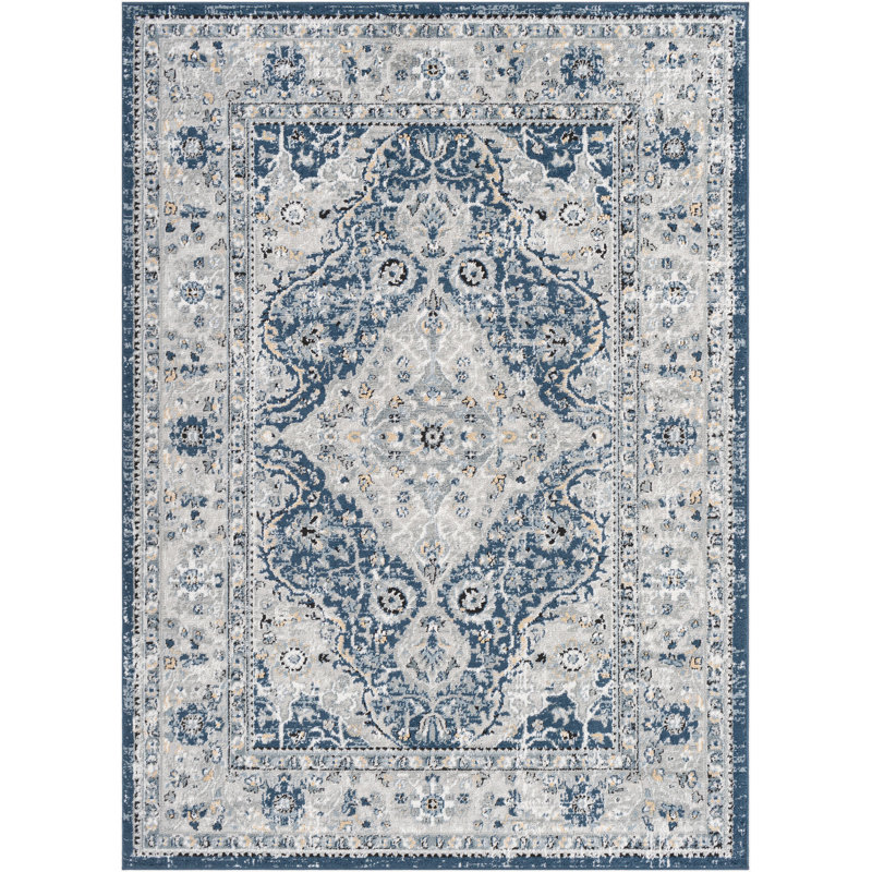 Tapis oriental bleu marine Loar, Rectangle 2 pi x 2 pi 11 po