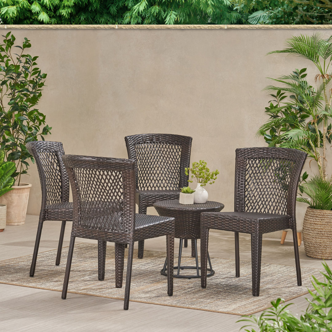 Causey Wicker Outdoor Stackable Dining Side Chairs (Set of 4) Brayden Studio® 