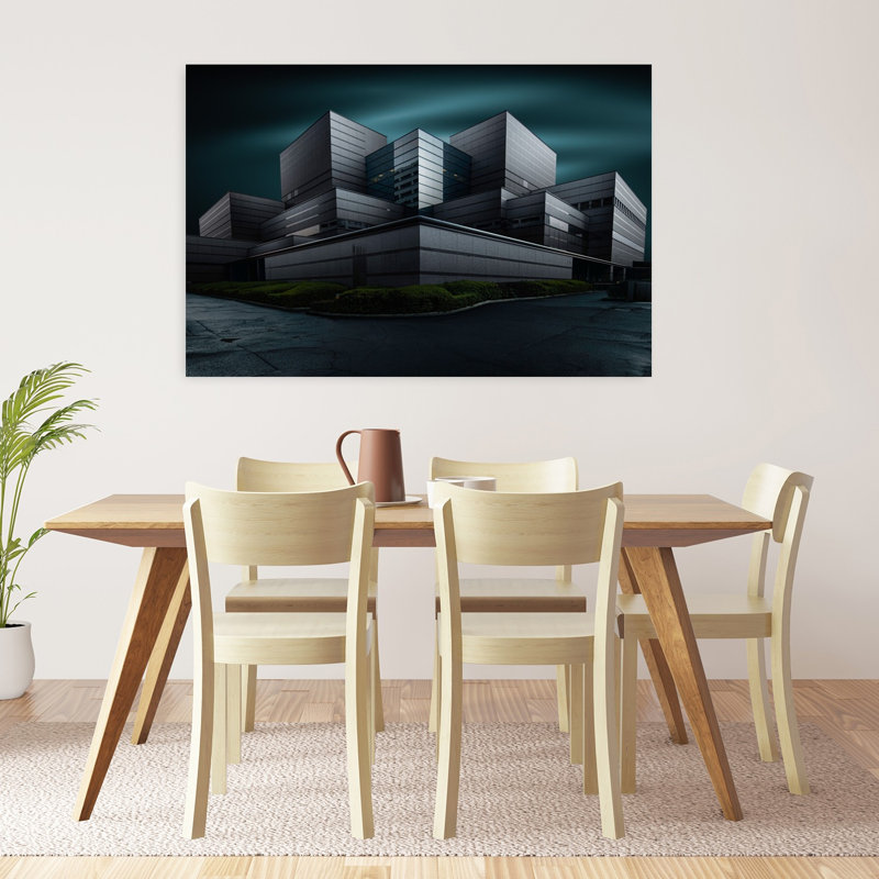 Château médiéval foncé, impression d'art abstrait abstrait gothique, 32" H x 48" W