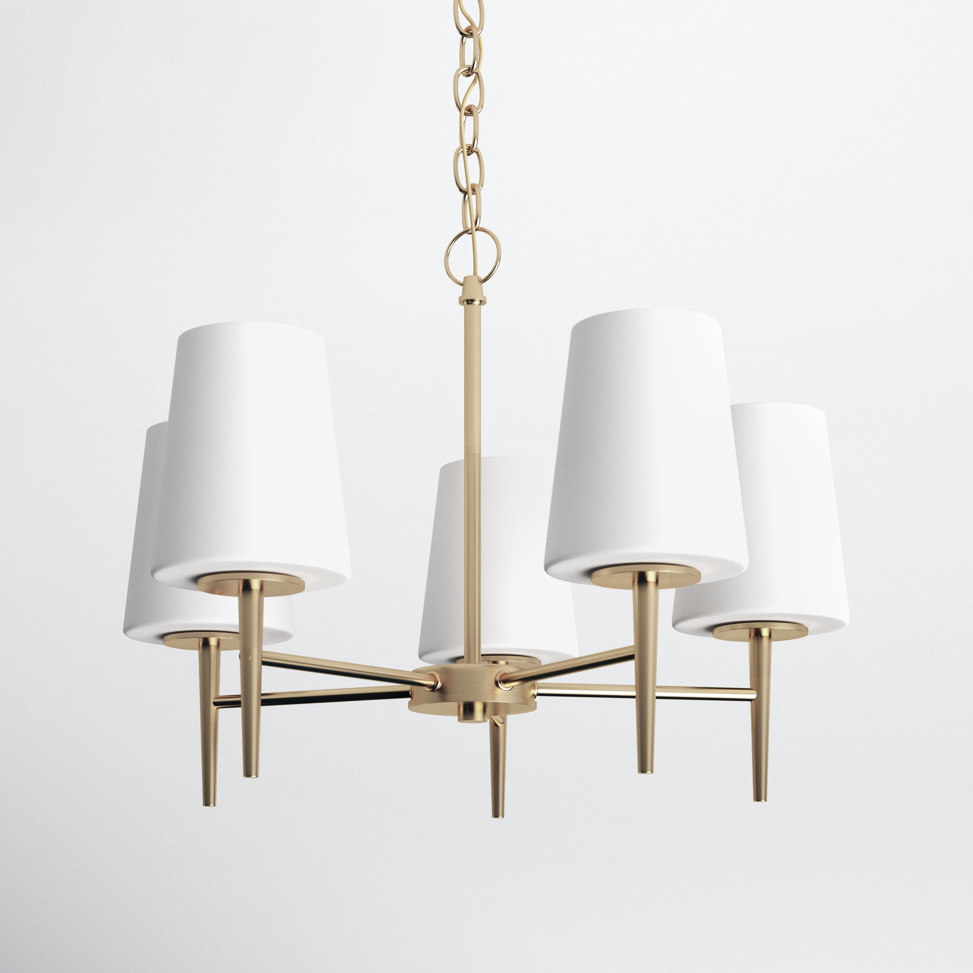 Erlandson 5 - Light Steel Dimmable Chandelier, Satin Brass, 17.5" H x 25.25" W x 25.25" D, 100 Watt A19 Medium