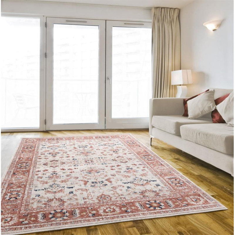Crème orientale/rouge Adagio Tapis décoratif, Rectangle 8 pi x 10 pi