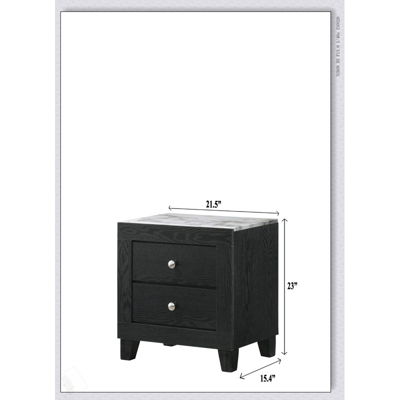 Table de chevet contemporaine 1 pièce 2 tiroirs