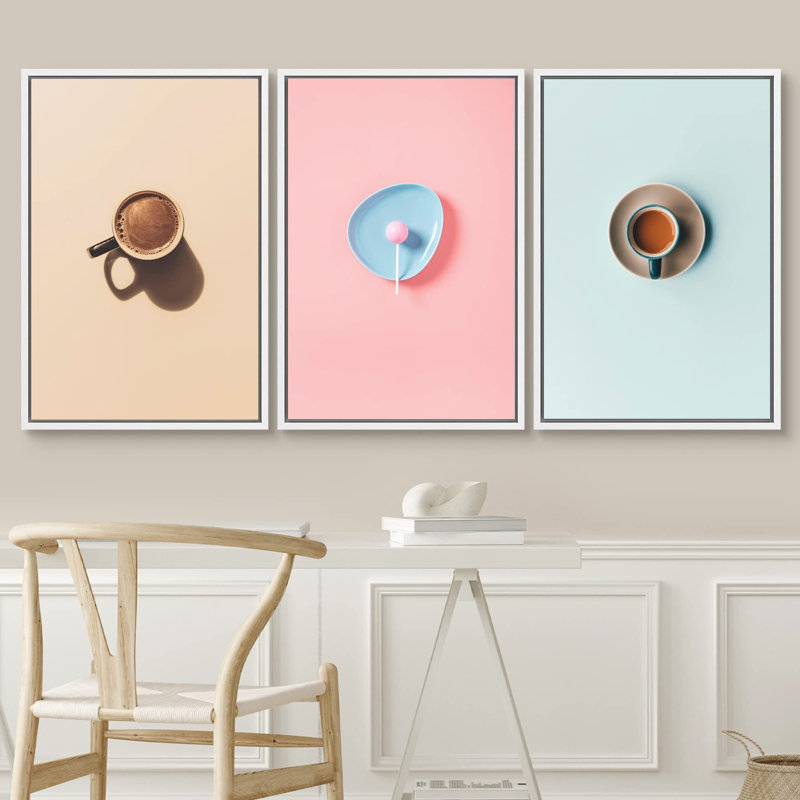 Food And Beverages 3 Piece Art Print, Blanc, H 24 po x l 16 po x P 1,5 po
