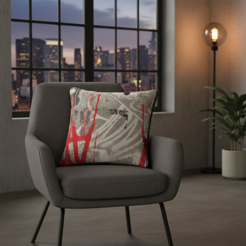 Abstract Feather Reversible Throw Pillow