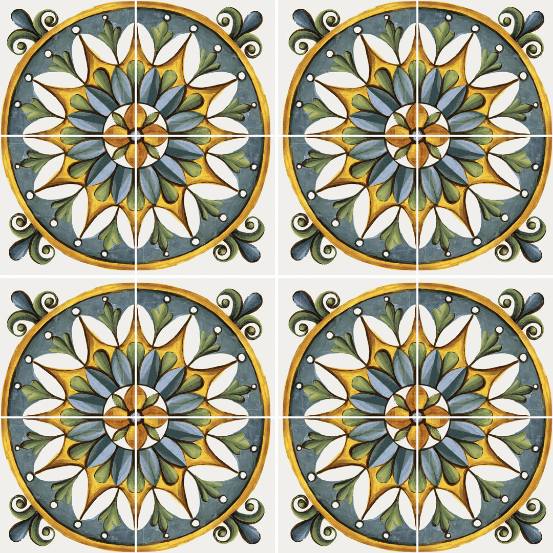 Vita Sole 01 8" x 8" Encaustic Porcelain Glossy Tile Encore Surfaces