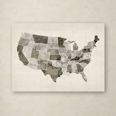 « united states aquarelle map » par michael tompsett, reproduction d’art sur toile tendue