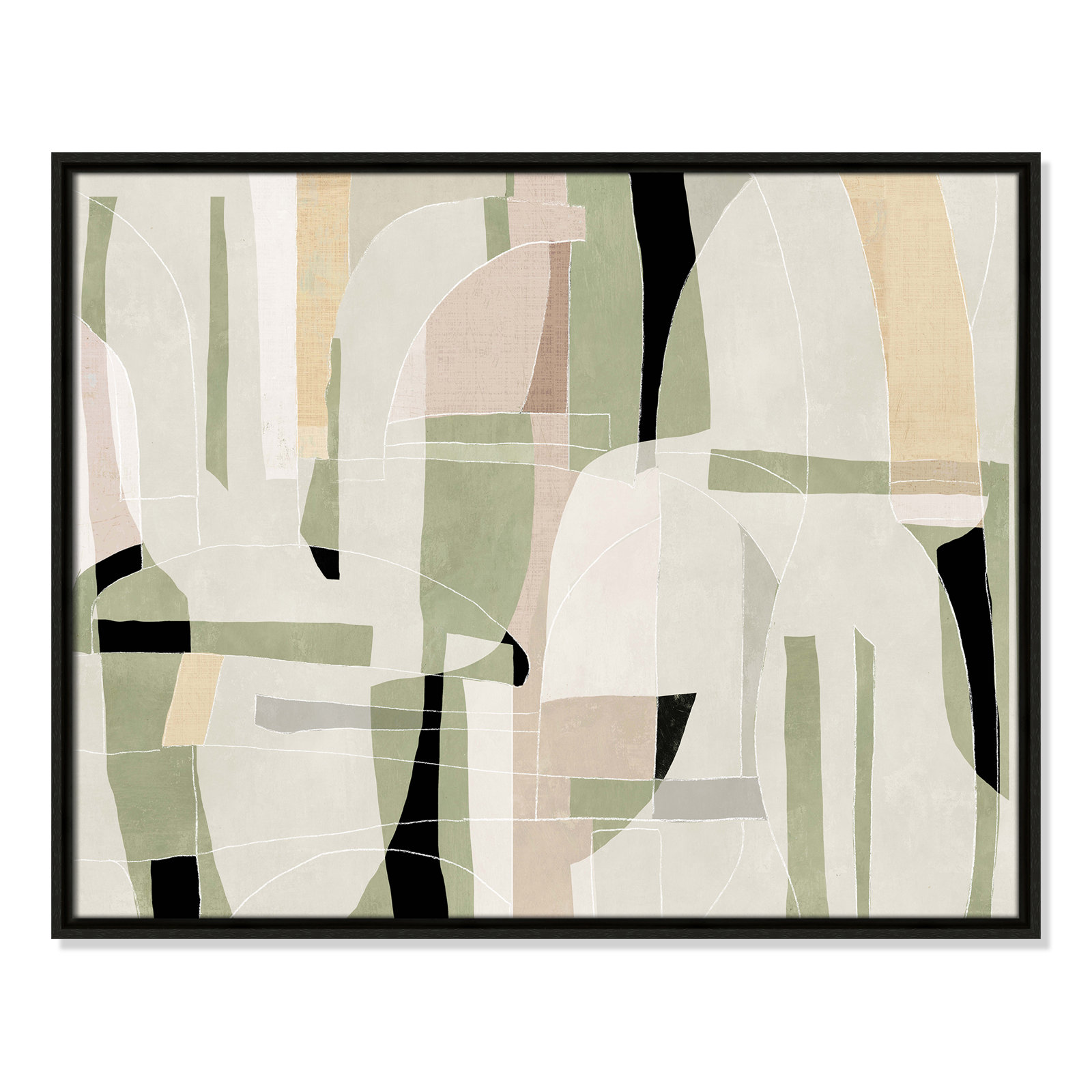 Sunny Barcelona - Floater Frame Canvas, 29.5" W x 23.5" H, Espresso