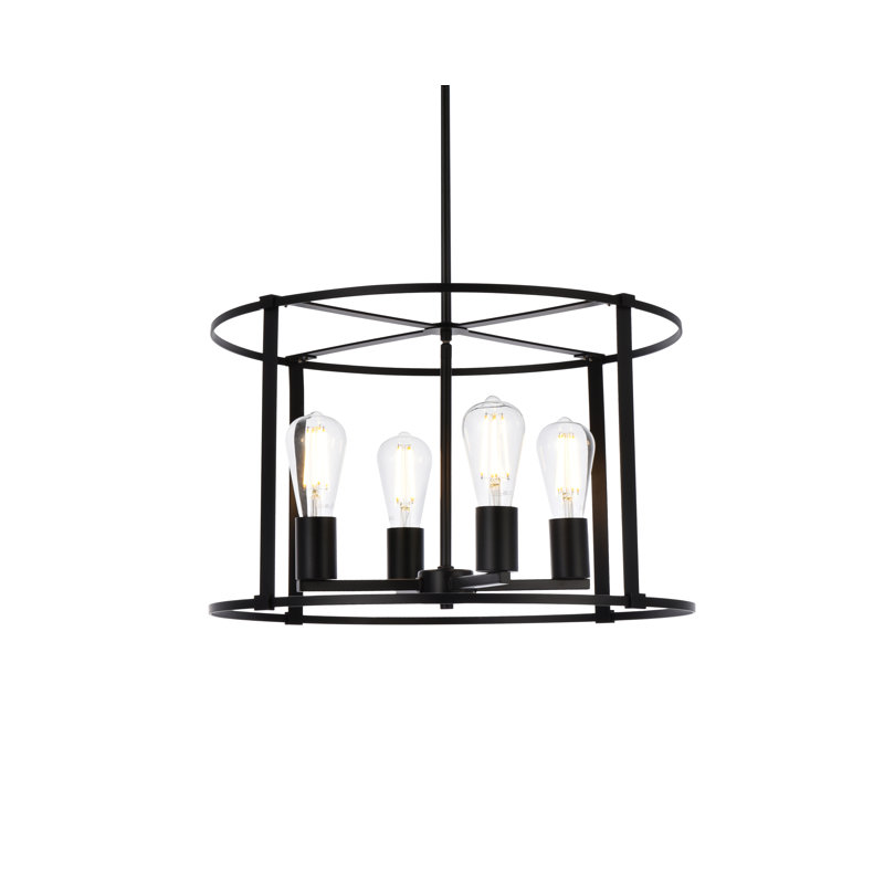 Carter-Johnson Geometric Drum Pendant, Brass, 12" H x 20" W x 20" D, 4 Lights