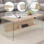 Table basse en verre avec tablette - blanc vieilli