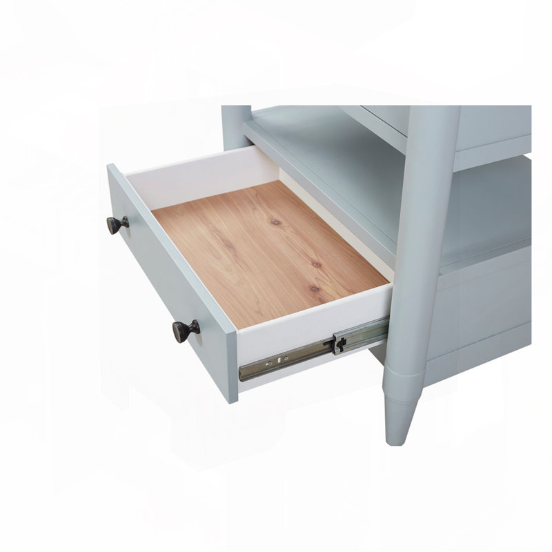 Table de chevet avec 2 tiroirs, Bleu clair