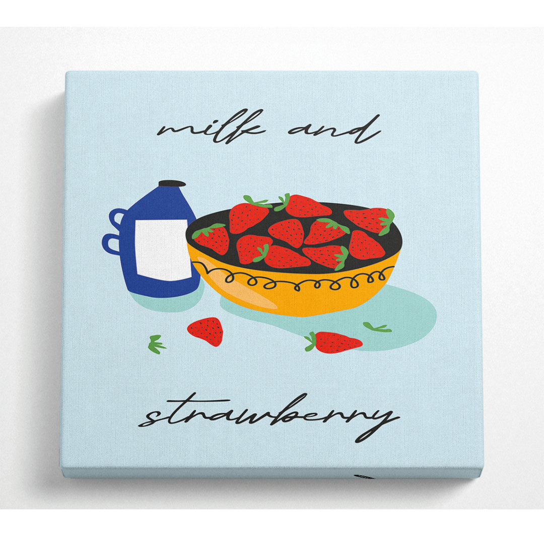 Milk And Strawberry - Kunstdrucke auf Leinwand