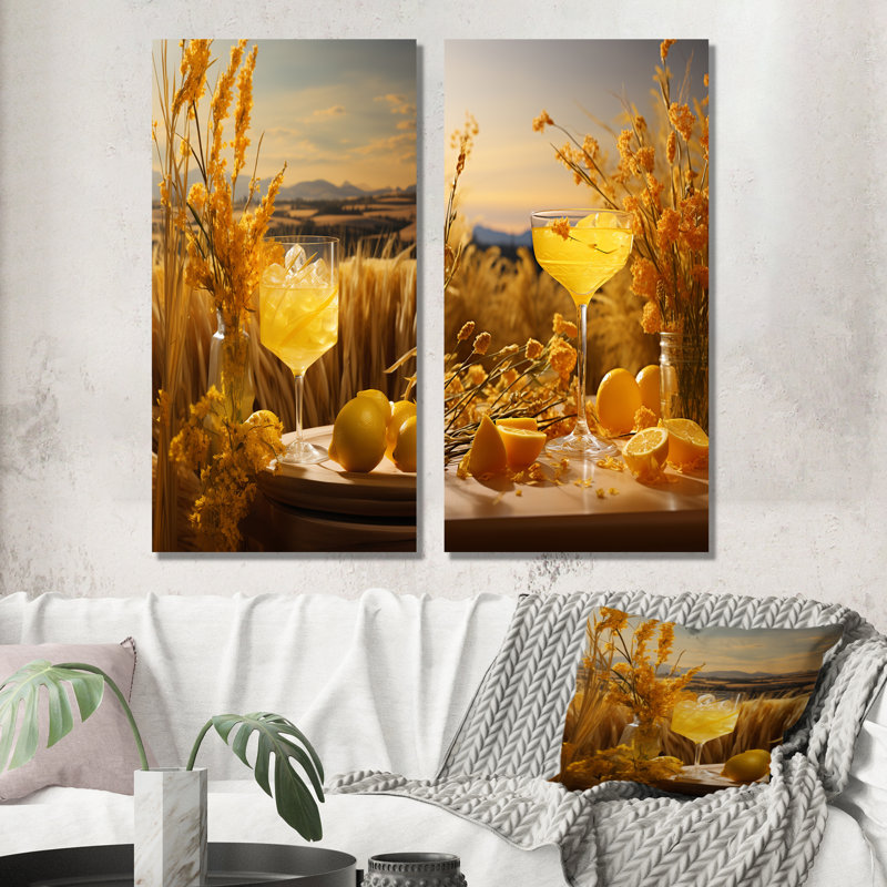 Mimosa Meadows Cocktail Harmony - ensemble de 2 décorations murales en métal, H 32 po x l 32 po