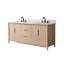 Meuble-lavabo autoportant à double cuve 72 po avec plateau en pierre reconstituée, centrale électrique cachée, support de chargement USB et support pour sèche-cheveux Lucerne -125008407-125008409