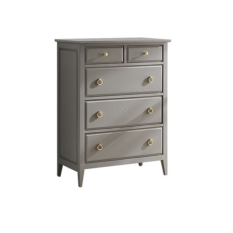 31.50"Gray Solid Wood Five-Drawer Cabinet