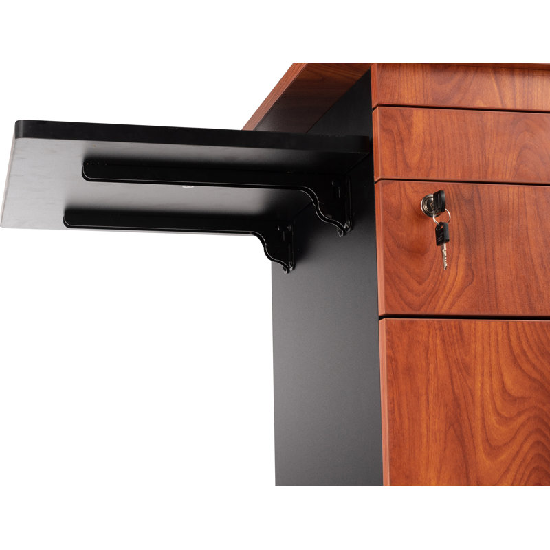 Cherry and Black Multimedia Cart with Lockable Storage