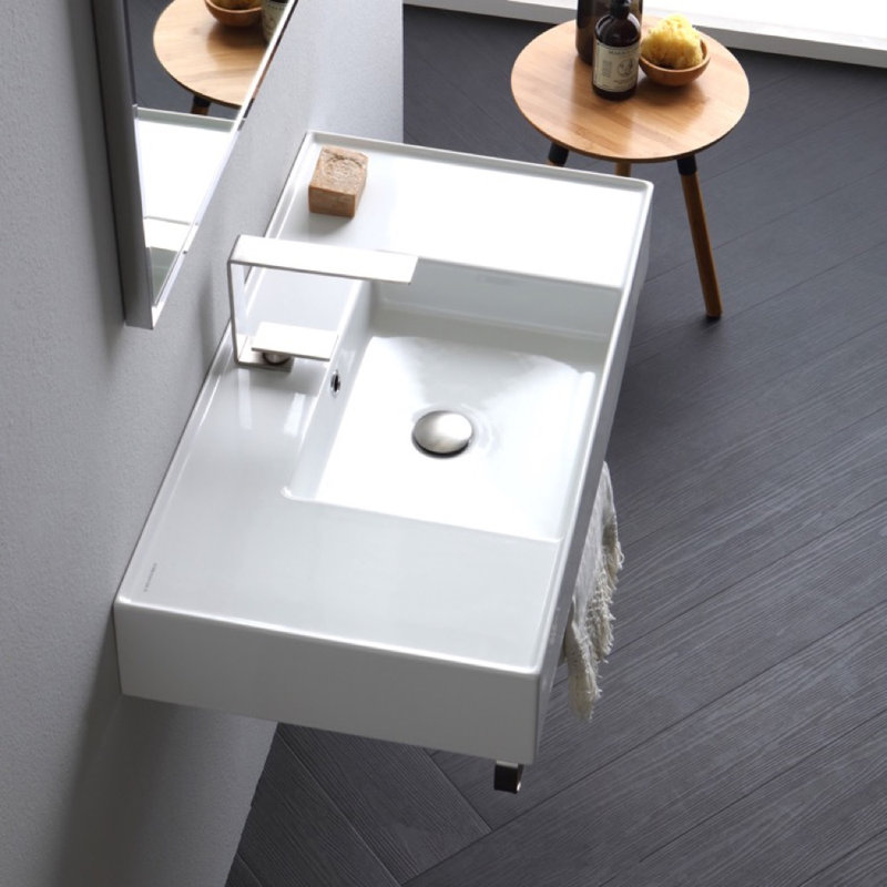 Scarabeo By Nameeks 17.4'' White Ceramic Rectangular Bathroom Sink with Overflow, One Hole