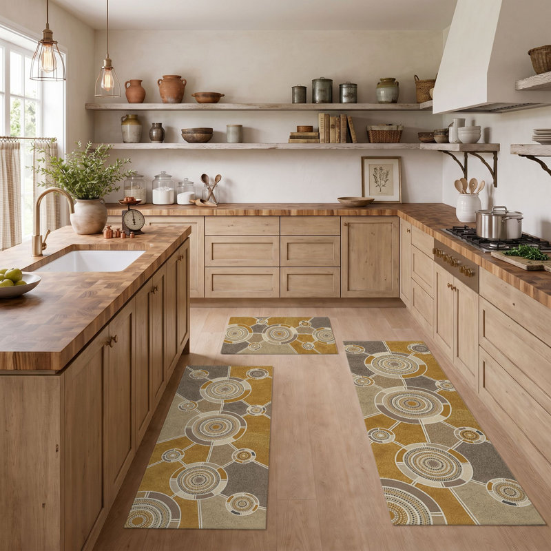 Tapis de cuisine circulaires antidérapants et lavables