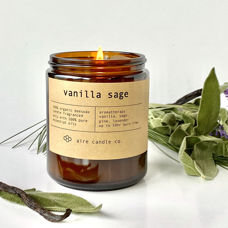 Bougie vanille sauge cire d'abeille