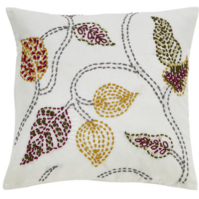 Spring Cotton Embroidery Feather Down Fill Pillow Cover & Insert