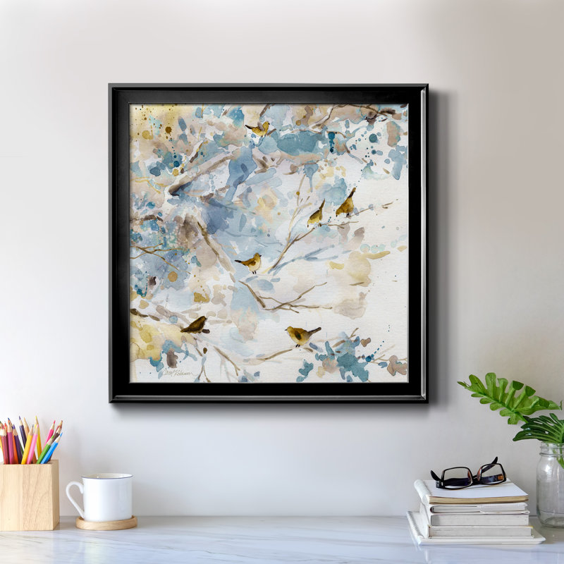 «Topaz Spring I», peinture sur toile encadrée, Cadre noir, H 17,5 po x l 17,5 po x P 1,5 po