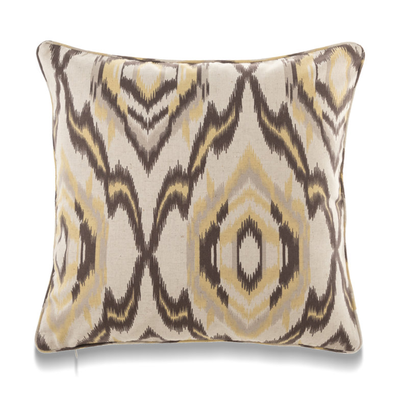 Coussin décoratif Nevada Ikat, Jaune, Plumes
