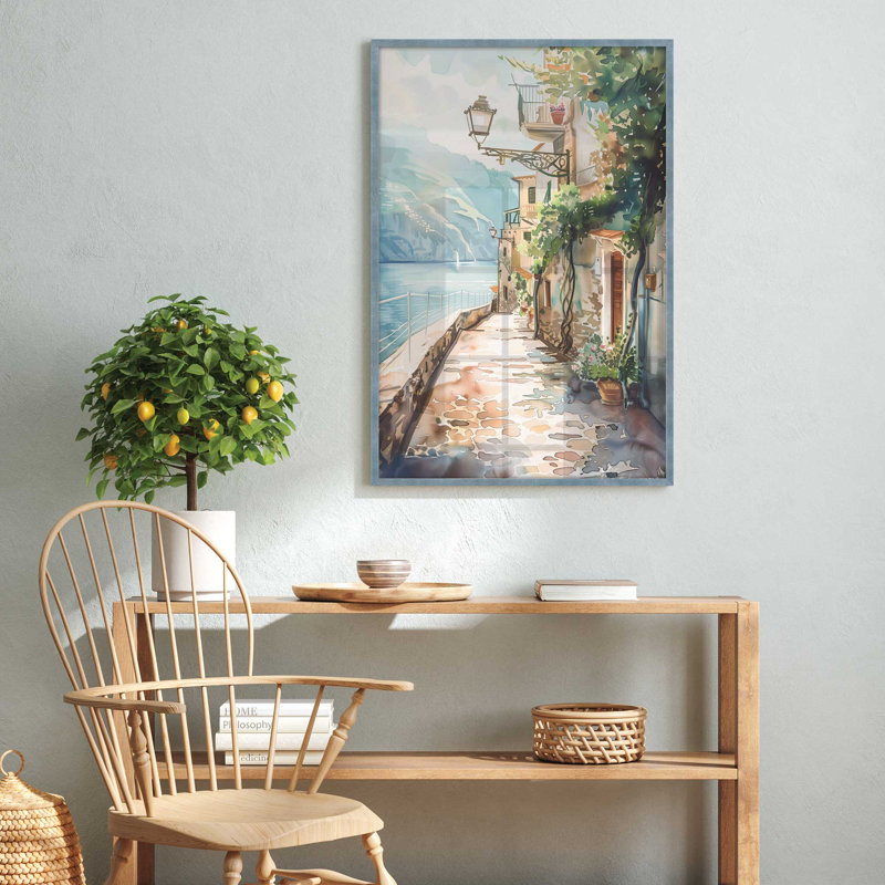 «Coastal Greeting V2», impression encadrée sur papier par Azure Artisanal Studio, Ciel électrique