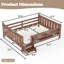 Lit plateforme en bois à profil bas avec escalier intégré, garde-corps pleine longueur et compartiments de rangement sous le lit-298746992-298747005