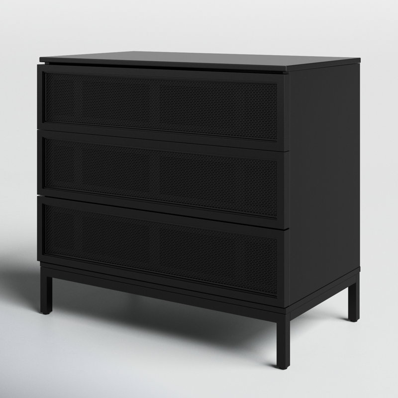 Commode 3 tiroirs Prudhoe, Noir / Noir