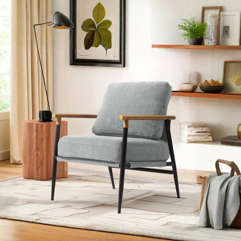 Fauteuil d'appoint Dajauna, Chenille gris pâle
