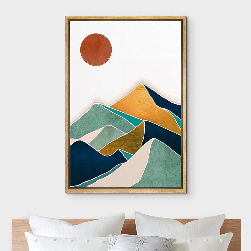 «Sun Mountain Range Abract, Sun, Mountain - Floater Frame», impression sur toile, H 16 po x l 24 po x P 2 po
