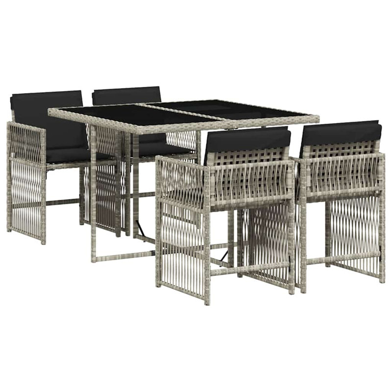 Patio Dining Set with, Light Grey, Black