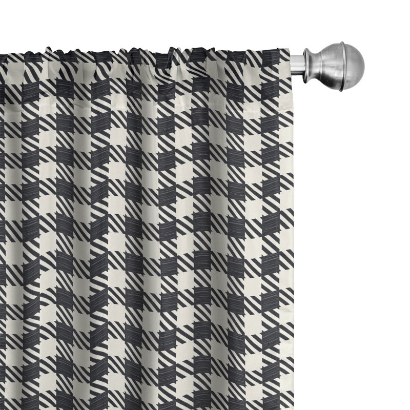 Checkered Semi-Sheer Rod Pocket Curtain Panels, 28" W x 84" L