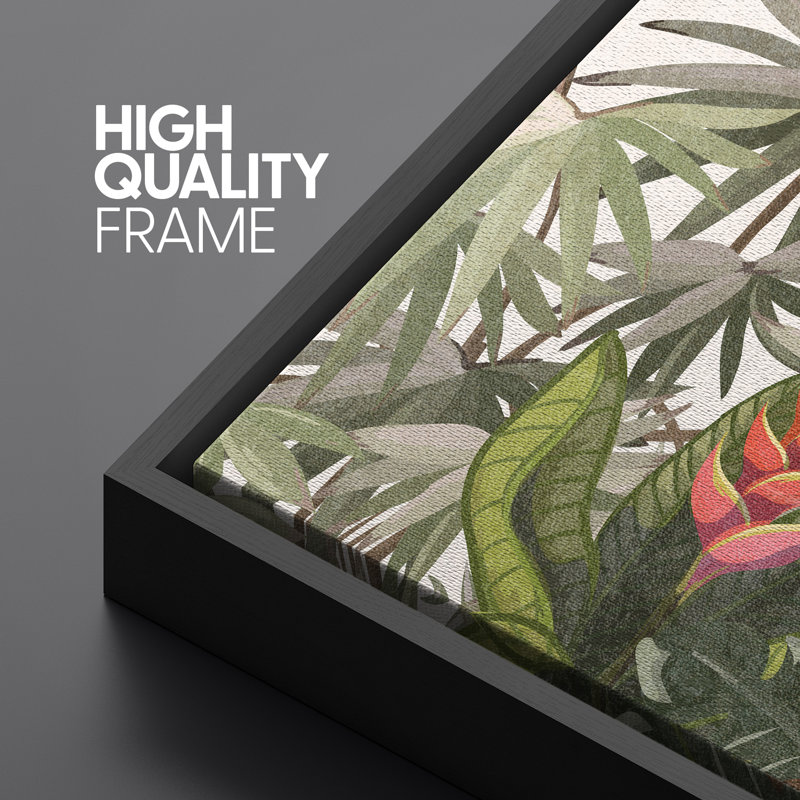 «Soft Neutral Tropical Palms and Botanical Greenery», reproduction d'art sur toile encadrée 3 pièces., H 60 po x l 60 po