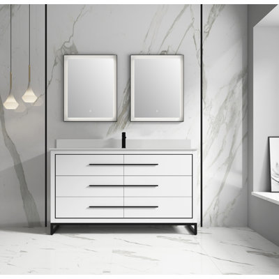 Homole 60'' Single Bathroom Vanity with Stone Top