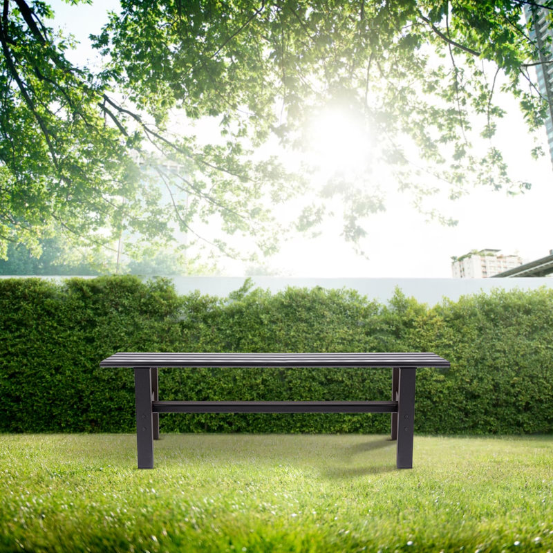 Banc de patio extérieur en aluminium Filancia, Noir, H 15 po x l 47 po x P 14 po