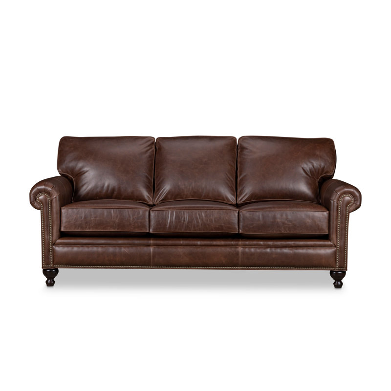 Hampton 84" Genuine Leather Sofa, Bruno Canyon Genuine Leather