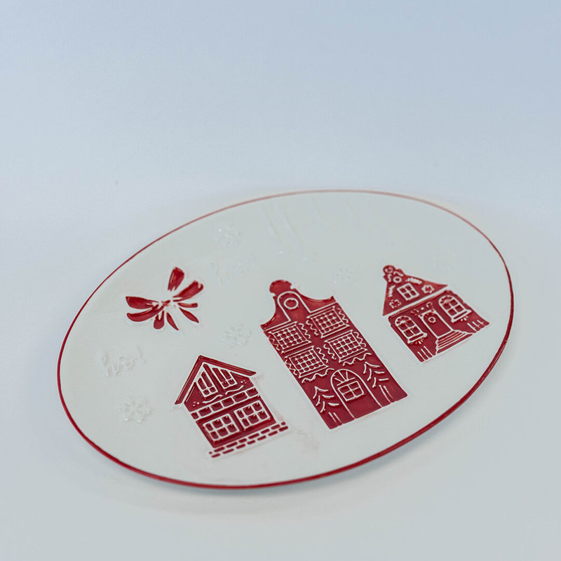 Assiette ovale en pain d'épice, Rouge
