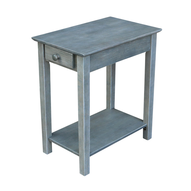 Table de bout en bois massif avec rangement Sunbury, Gris bruyère antique délavé