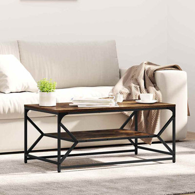Coffee Table Engineered Wood and Steel Living Room Modern Rectangular