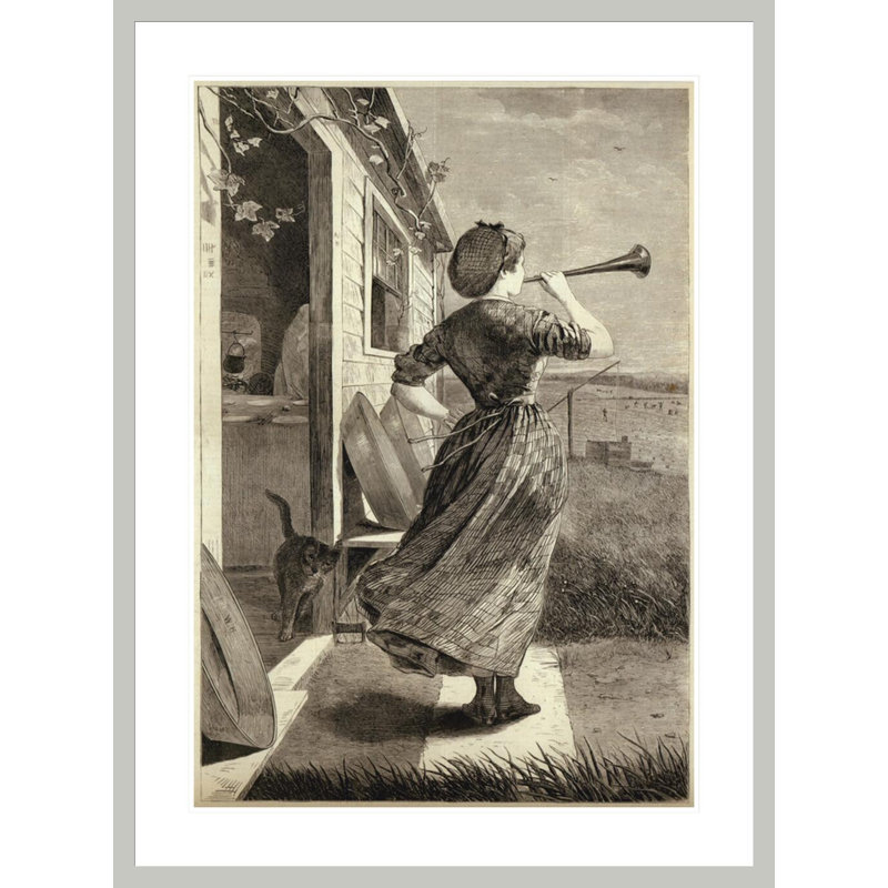 «The Dinner Horn» par Winslow Homer, impression giclée sur cadre, H 41,5 po x l 30,93 po