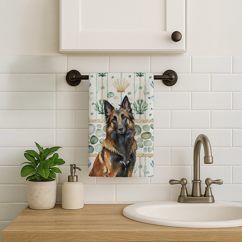 Belgian Tervuren Coastal Sea Glass Kitchen Towel, Belgian Tervuren