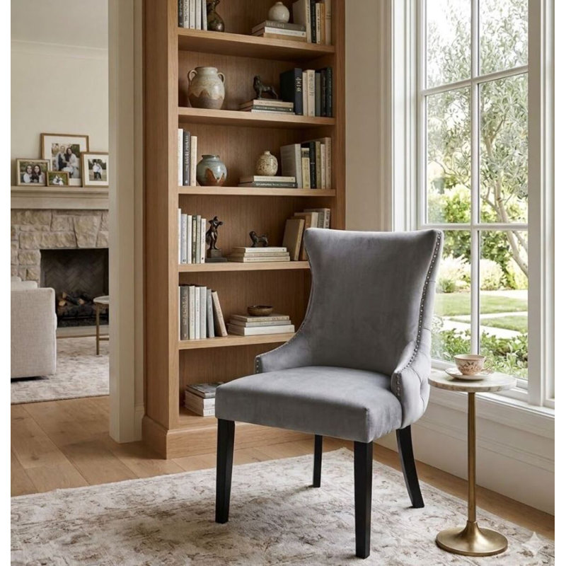 Dutes 22'' H Velvet Upholstered Side Chair, Gray