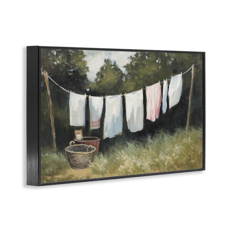  «Laundry Out To Dry», estampe numérique par Julia Purinton, H 12 po x l 18 po, Giclée encadrée noir minuit