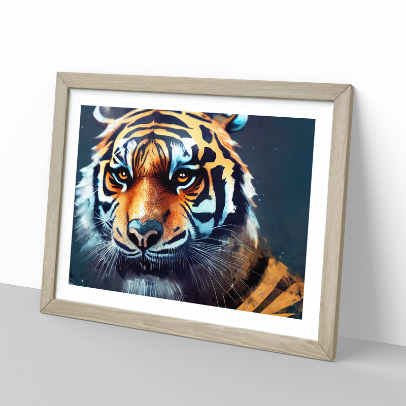 A Tiger Art Painting - Framed Print, Oak, 34cm H x 46cm W x 2cm D