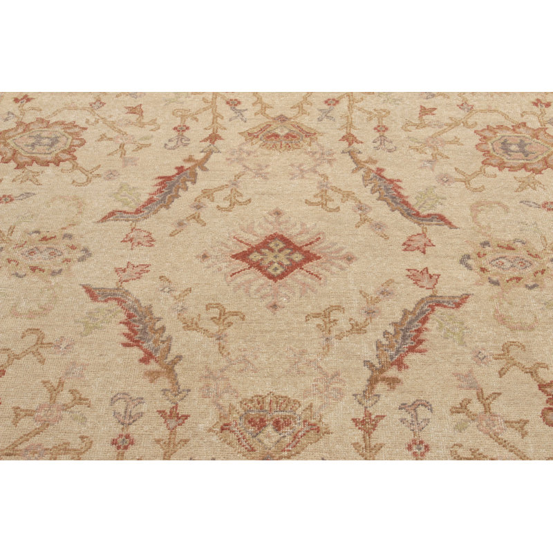 Distressed Homage Hand Knotted Wool Geometric Area Rug, Rectangle 10' x 14'