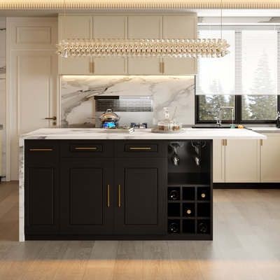 70.86''W Modern Kitchen Island with Power Outlet Storage Drawers and Wine Rack, Open-Concept Kitchen Home Bar Cabinet With Seating Area