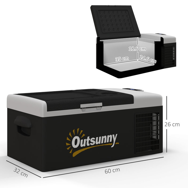Outsunny 0.016m³ L Freestanding Mini Fridge, Black