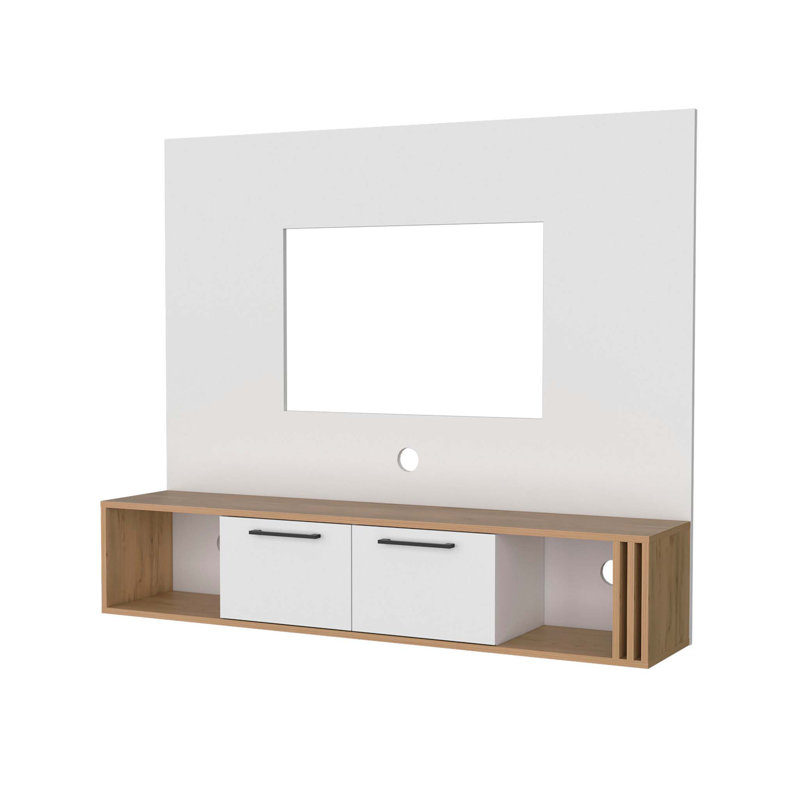 Meuble audio-vidéo polyvalent avec gestion avancée des câbles et rangement abondant
