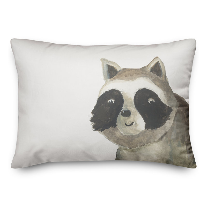 Coussin intérieur / extérieur Hello Raccoon, H 14 po x l 20 po, Rectangle